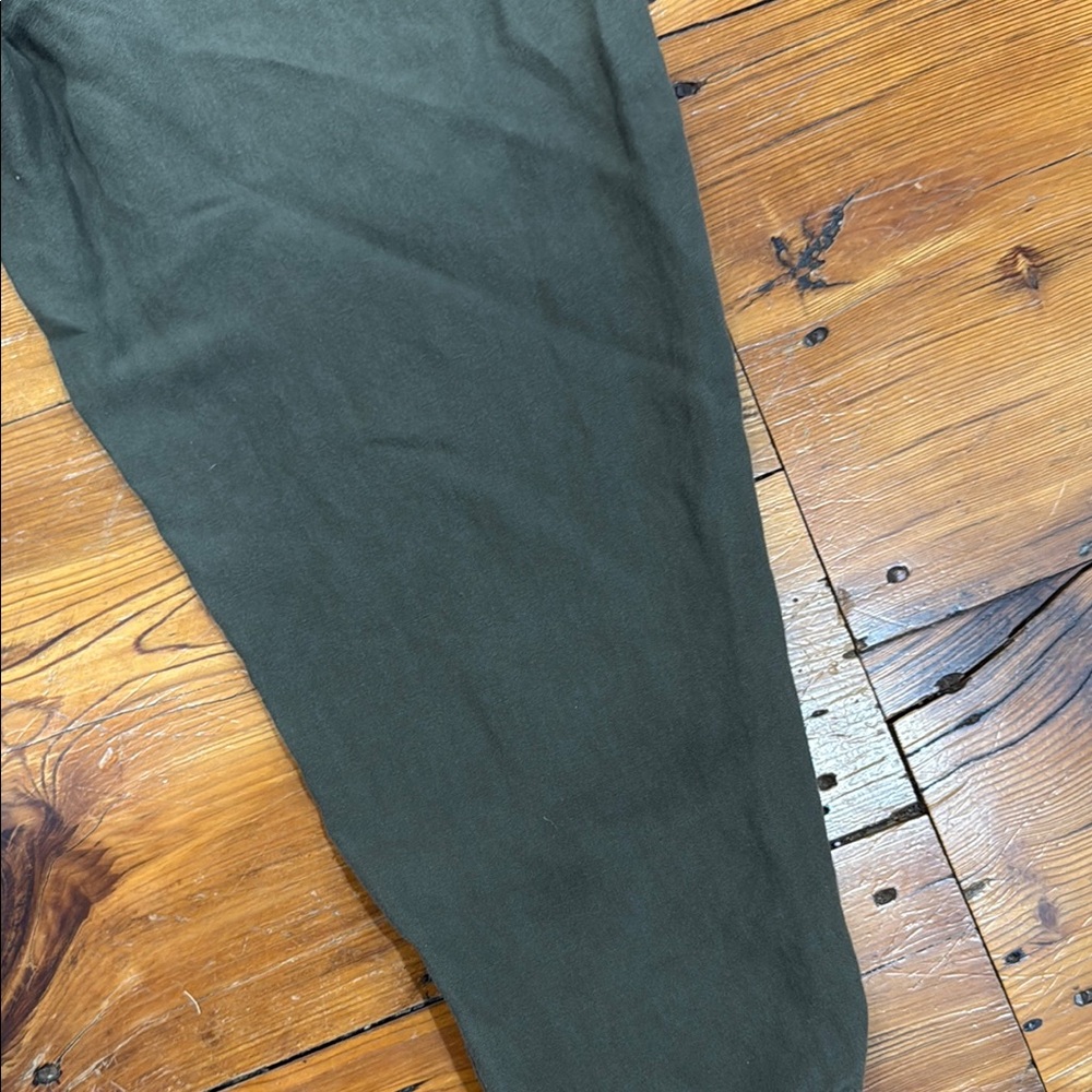 H & M Dark Green Linen Blend Elastic Waistband Lightweight Pants Size Medium - Picture 13 of 13